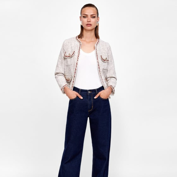 [SOLD]NWT Zara Size S Tweed Blazer Trims - Picture 6 of 8